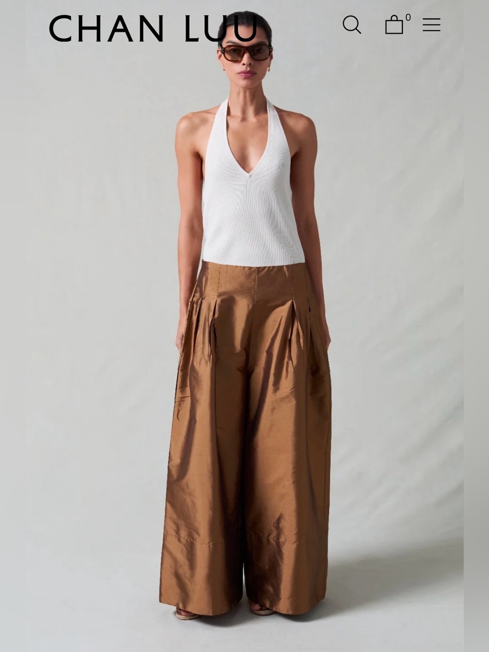 Chan Luu Techno Taffeta Ultra Wide Leg Trouser Bronze 1